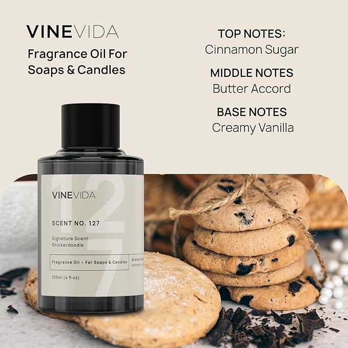 VINEVIDA [4 oz] Snickerdoodle; Fragrance Oil for Candle Making and Soap Making - Premium Candle Scents for Soy Candles