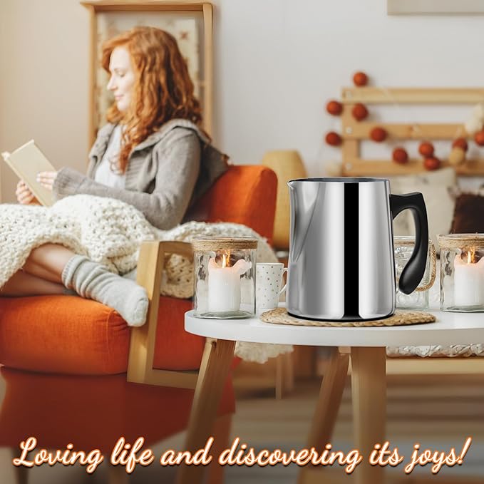 CasaCulina Candle Making Pouring Pot, 32oz Stainless Steel Wax Melting Pot with Heat-Resistant Handle, Double Boiler Candle Making Pitcher with Dripless Pouring Spout Design