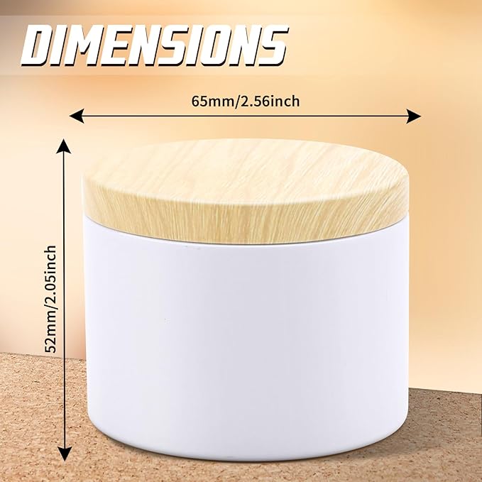 12-Pack Candle Jars, 4oz Candle Tins with Metal Wood-Grain Printing Lids, Empty Metal Candle Jars for Making Candles Bulk Candle Containers - White
