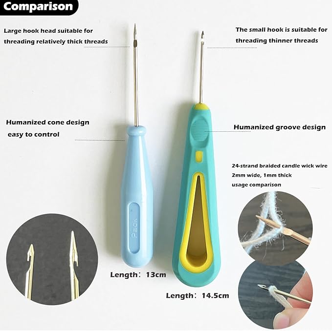 136PCS Professional Candle Making Kit with Soy Candle Wicks,Big Hole Long Wicking Needle for Molds with Storage Bag,Wick Trimmer,Mold Hook Eye Punch Needle for Candle Lover Beginner