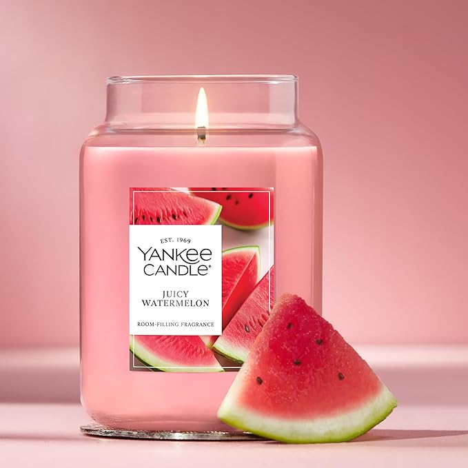 Yankee Candle Juicy Watermelon Scented Candle, 22oz Large Jar with up to 150 Hour Burn Time, Giftable