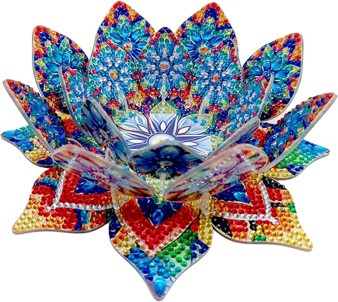 5D DIY Diamond Art Painting PVC Flower Candle Holders Tealight/Tea Light/Votive Candle Holder, for Table Centerpiece Home Décor Party Wedding Dinning-Flower04