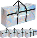 4 Pcs 66 Gallon Extra Large Moving Bags Heavy Duty Storage Bag with Strong Zipper Handle Foldable XXL Jumbo Storage Tote Packing Moving Box for College Dorm Travel Cloth Duffle (Iridescent)