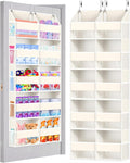 Heavy Duty Over The Door Organizer 5 Tiers, Extra Large Behind Door Storage of 10 Big Front & 10 Mesh Pockets, 80lb Weight Capacity, Hanging Doors Storage for Closet Bedroom Nursery, Beige