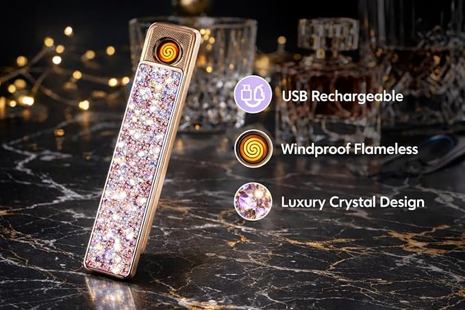 Electric Pink Lighter, USB Flameless Coil Lighter Electronic Rechargeable