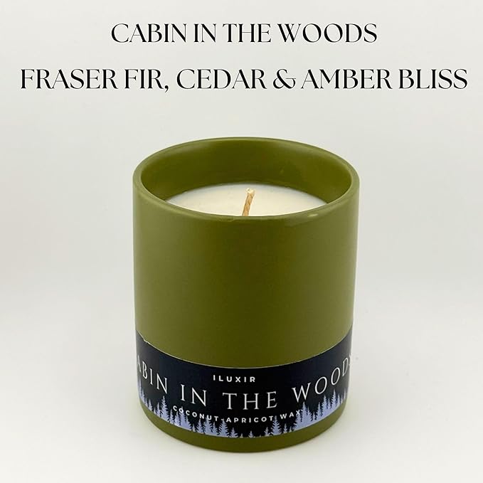 Cabin in The Woods Fall Scented Candles – Handcrafted Fraser Fir Candle with Coconut Wax, Amber and Cedar Scented, Woodsy, Phthalate-Free Autumn Candle for Home Decor (13 oz.)