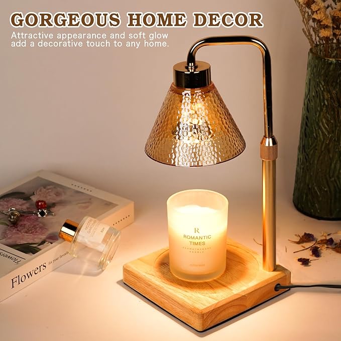 Modern Candle Warmer Lamp, Dimmable Candle Lamp Warmer with Timer, Mothers Day Birthday Gifts for Women Who Have Everything, Adjustable Men's Candle Lamp, Cozy Living Room Bedroom Decor