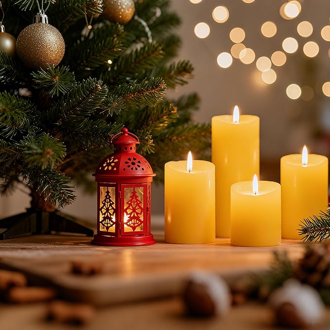 6-Pack Beeswax Pillar Candles, Seasonal Celebration Candles, 2x4in 100% Pure Organic, Total 120H Long Burning, Unscented Dripless Smokeless for Home, Prayer, Parties