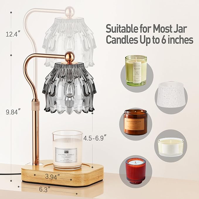 Candle Warmer Lamp with Timer - Flower Design Electric Wax Melting Wax Lamp for Jar Candles, Gift for Women, Mom, Christmas, Birthday,Home Decor