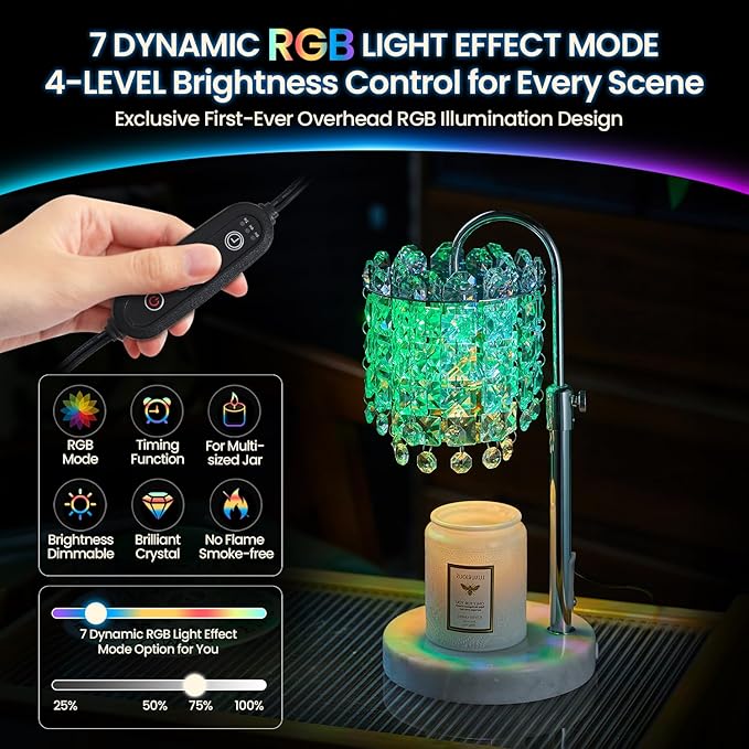 Candle Warmer Lamp with Timer Dimmer Adjustable Height for New Home Bedroom,Vintage Home Decor for Scented JaR 3 Bulbs for New Home Decor, Women Mom Christmas Birthday Gifts,RGB Silver (RGB Silver)