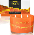 Pumpkin Spice Scented Candles - 100% Natural Soy Wax - Large 3 Wick Jar Candle - Up to 50 Hours Burning Time - Candles for Home - Gift-Ready Candle for Men & Women - Aromatherapy
