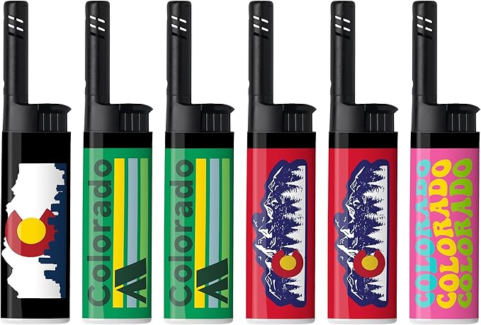 BIC EZ Reach Candle Lighter, The Ultimate Lighter with Wand for Candles, Colorado, Assorted Designs, 6 Count Pack of Lighters