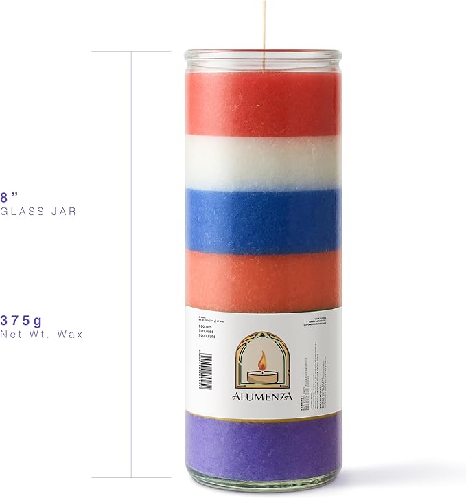 3 Pack 7 Color 7 Day Candles in Glass Jar – Paraffin Wax, Clean Burning Unscented | Large & Tall Devotional Prayer Pillar Candles for Home, Memorial, Spells, Long Lasting