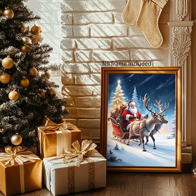 QZOTRXI Christmas Diamond Painting Kits,Santa Claus Elk Diamond Art Kit for Adults,5D Winter Paint with Diamond Full Drill for Home Wall Decor 16x20 Inch