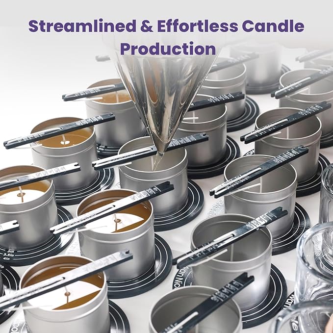 BOOWAN NICOLE Universal Wick Centering Setter Tool for Candle Making - Center & Set Wicks in 1 Second, Wick Holder for Most Candle Jar & Refill Sizes (A0355)