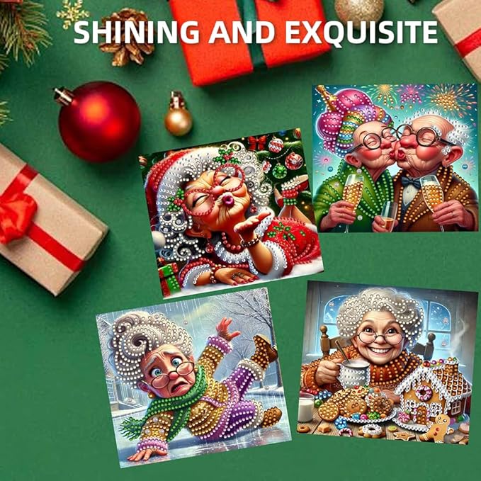 Christmas Greeting Cards Diamond Painting Kit 10PCS DIY Holiday Rhinestone Art Handmade Cards Set for Home Wall Decor and Office Display
