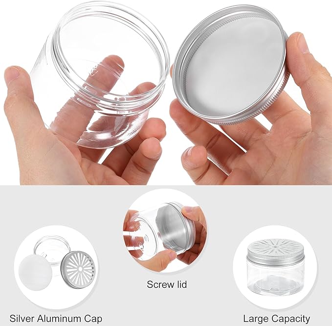 HARFINGTON 12 Pcs Empty Scent Beads Storage Container 4oz/120ml Air Freshener Tins Round Refillable Spice Containers Plastic Jars Sample for Air Freshener Candles Travel Storage