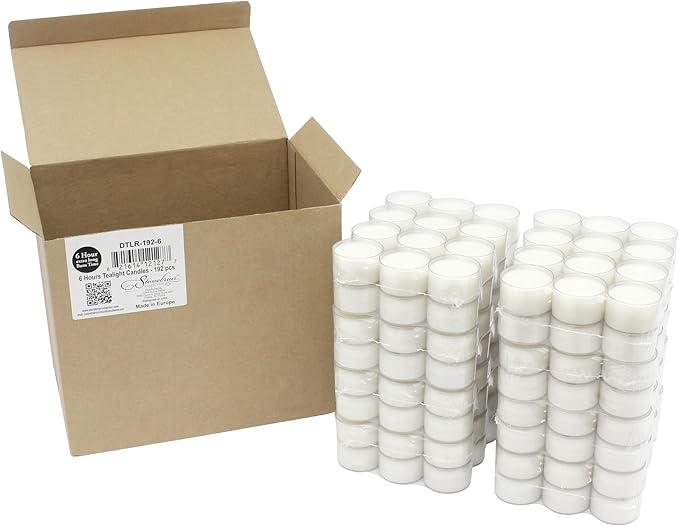 Stonebriar 48 Count White Unscented Smokeless Long Burning Clear Cup Tea Light Candles with 6 to 7 Hour Burn Time