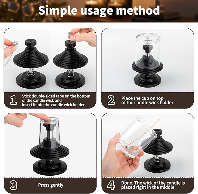 HOUSEASSIST Candle Wick Centering Tool, Adjustable Wick Holder for Candle Making - Keeps Wicks Straight & Centered, Fits Most Candle Jars with 1.57-3.94 Inch Diameter（No Wax Melting Pot）