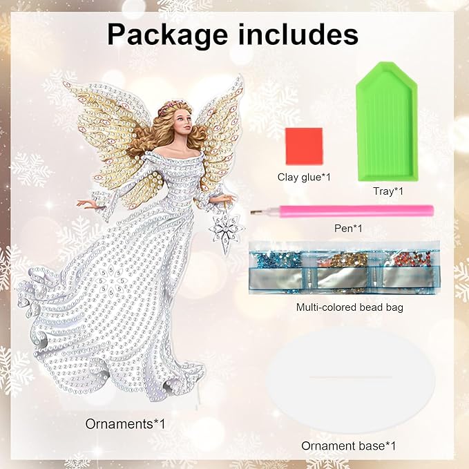 antor Diamond Art Painting Desktop Ornament Kit, Acrylic Tabletop Diamond Art Decoration for Adults, Special Shape Crystal Diamond Painting Angel Figurine Decor DIY Crafts Gift