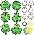 Qyeahkj 36 Set St. Patrick's Day Suncatchers Craft for DIY Shamrock Tissue Paper Craft Kit Lucky Shamrock Stained Glass Window Ornaments Decoration for Home Art Project Party Favor Gift