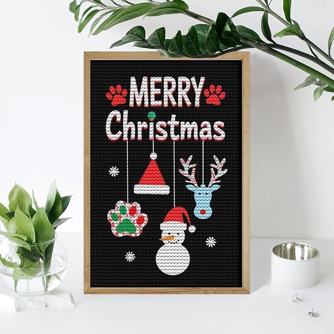 AIVKIEJK Diamond Painting Kits for Adults - Merry Christmas Paw Painting DIY 5D Full Drill Diamond Dots Paintings with Diamonds Gem Art and Crafts Home Decor 8"x12"