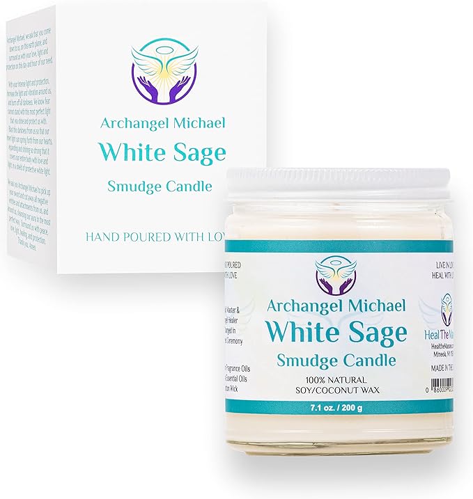 White Sage Candles for Cleansing House Chakra Healing | Energy Cleansing Smudge Candle | Natural Aromatherapy Candle | Sage for Cleansing House Negative Energy (7 oz) (White Sage)