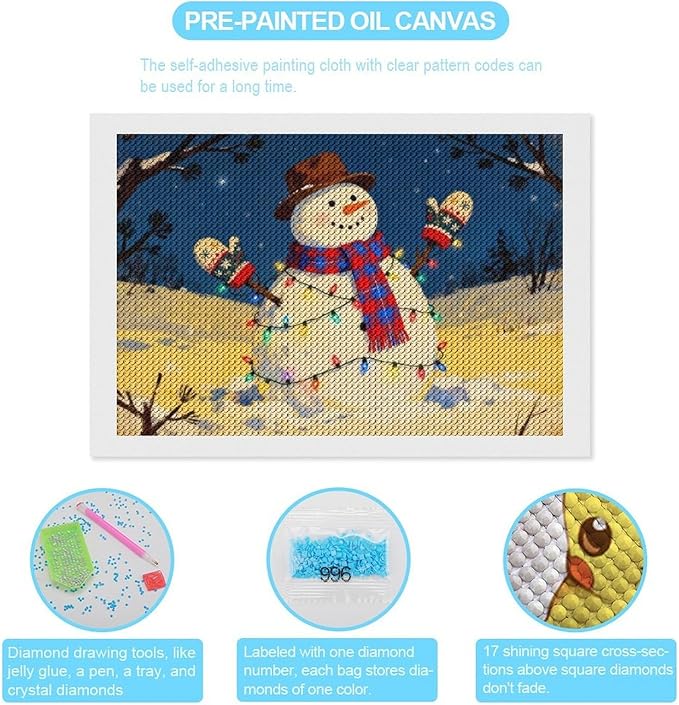 AIVKIEJK Diamond Painting Kits for Adults - Christmas Winter Snowman & Twinkling Painting DIY 5D Full Drill Diamond Dots Paintings with Diamonds Gem Art and Crafts Home Decor 8"x12"