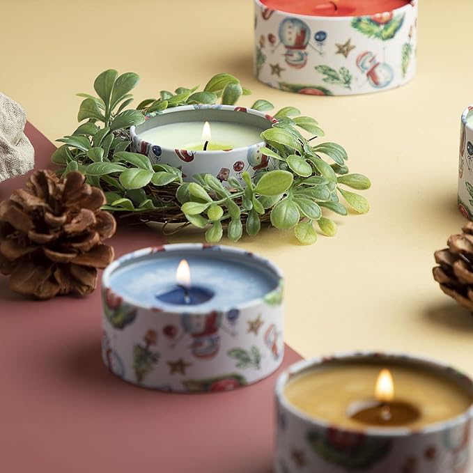 Hearth & Harbor Tin Candle Jars for Making Candles - DIY Candle Containers with Lids - Metal Candle Jars - Bulk Tins Storage for Candle - (24 Pieces) - (8 Ounces) - Solid Christmas