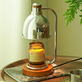 Candle Warmer Lamp with Timer Dimmable, Solid Wood Base, Home Room Decor, Birthday Gifts for Women Mom, Bauhaus Style Wax Warmer Lamp for Jar Candles with 2 Bulbs (Brown)