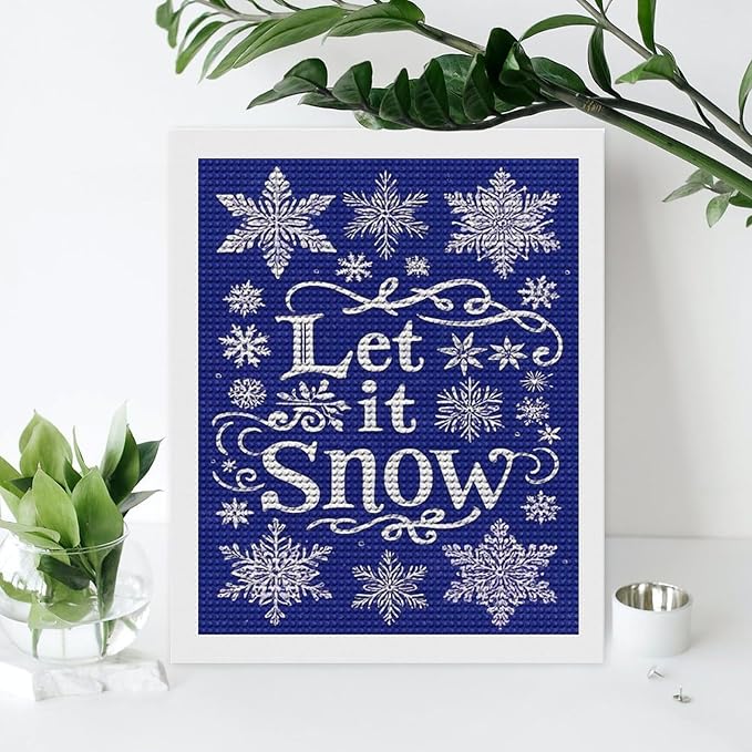 AIVKIEJK Diamond Painting Kits for Adults - Festive Snowflake Christmas Let It Snow Painting DIY 5D Full Drill Diamond Dots Paintings with Diamonds Gem Art and Crafts Home Decor 16"x20"