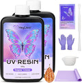 HeyClear 500g UV Resin kit -Crystal Clear, Hard Premixed UV Epoxy Resina para Manualidades Fast Curing with Silicone Mat for Beginners Jewelry Making, DIY Crafts Art, Casting Coating 250g x 2