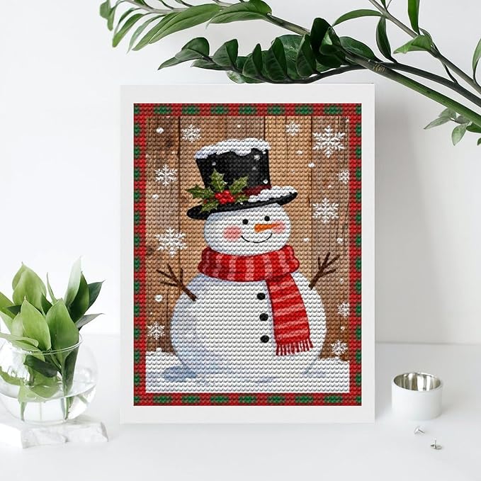 AIVKIEJK Diamond Painting Kits for Adults - Festive Snowman Red Scarf Painting DIY 5D Full Drill Diamond Dots Paintings with Diamonds Gem Art and Crafts Home Decor 12"x16"