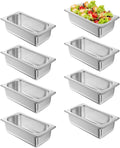 Steam Table Pan Hotel Pans: 1/4 Size 8 Pack 4 Inch Deep Stainless Steel Hotel Pan for Food - Commercial Catering Pan for Hotel Restaurant Buffet Party Supplies