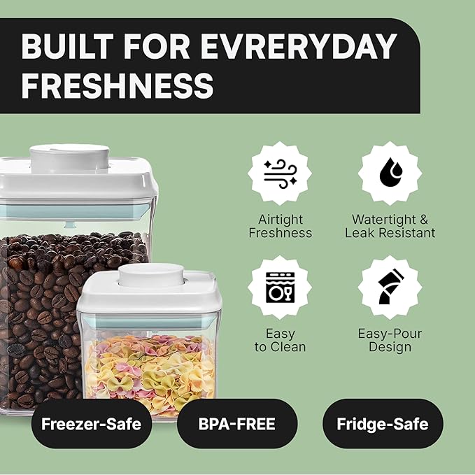 Bop Top Airtight Food Storage Containers with Lid 3.5 Cups / 30 oz | Kitchen Canister Sets | Air Tight Pantry Container | Pop Top Dry Food Storage Containers for Snacks, Sugar, Flour, Baking, Pasta
