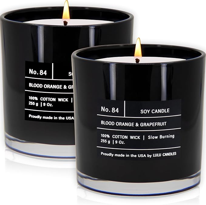 Lulu Candles | Blood Orange & Grapefruit | Luxury Scented Soy Jar Candle | Hand Poured in The USA | Highly Scented & Long Lasting (9 Oz. 2 Pack)