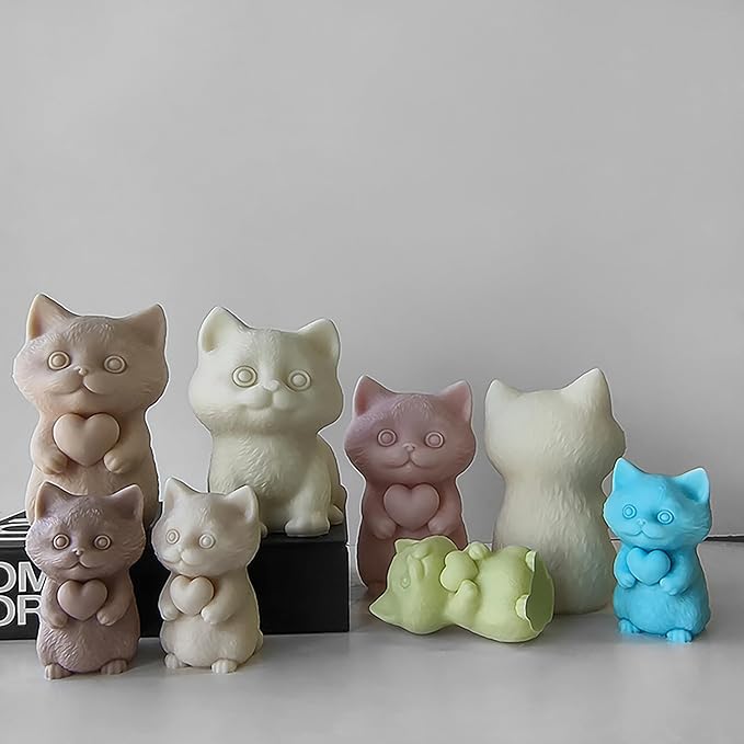 Cat Soap Mold for Animal Candle Making - 3D Silicone Mold for Home Decor Casting