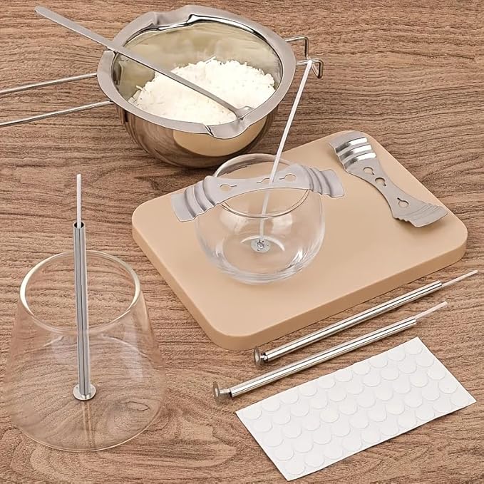 200pcs Natural Candle Wick kit,100pcs Wick Stickers with 5pcs Wick Holders and 2pcs Wick Placing Tube，for Soy Wax, Beeswax, Coconut Wax - DIY Candle Making Supplies for Beginners & Professionals