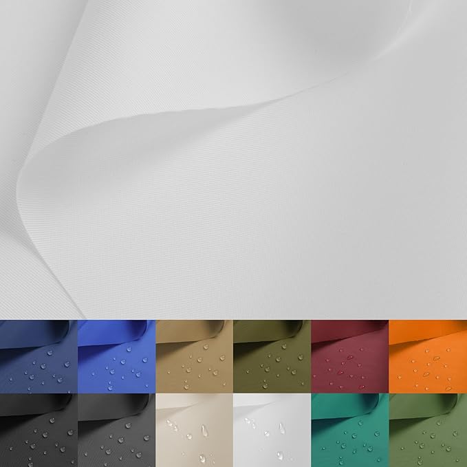Nylon Fabric, 58"W 420D Waterproof Fabric 5 Yard Ripstop Nylon Material Outdoor Upholstery Twill Sewing Material for Patio Chair, Lining, Cushion, Purse, Tote Bag, Tent, Tarp Cover, DIY Project White
