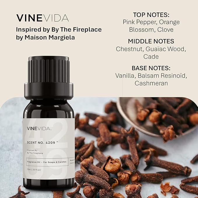 VINEVIDA [10 Ml] Scent NO. 4209 Inspired by by The Fireplace | Premium Fragrance Oil for Candle Making & Soap Making | Candle Scents for Soy Wax | Scented Oils for Car Freshies & Bath Products