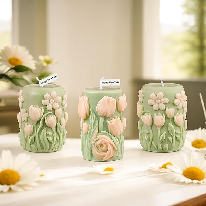 Flower Molds Flower Cylinder Resin Mold - Resin Casting Silicone Molds for Home Decor & Candle Making Wave Spiral Mold
