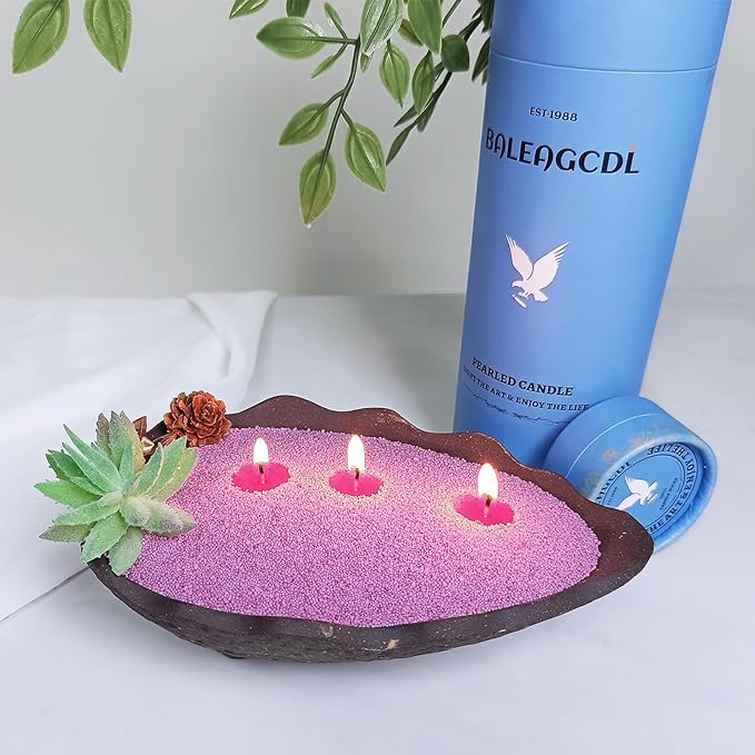 Dusk in Provence Pearled Candle – 18 Oz Lavender Scented Sand Candles with 30 Wicks | Refillable Purple Wax Long-Lasting Powder 120 Hours Clean Burning for DIY Lover’s Gifts