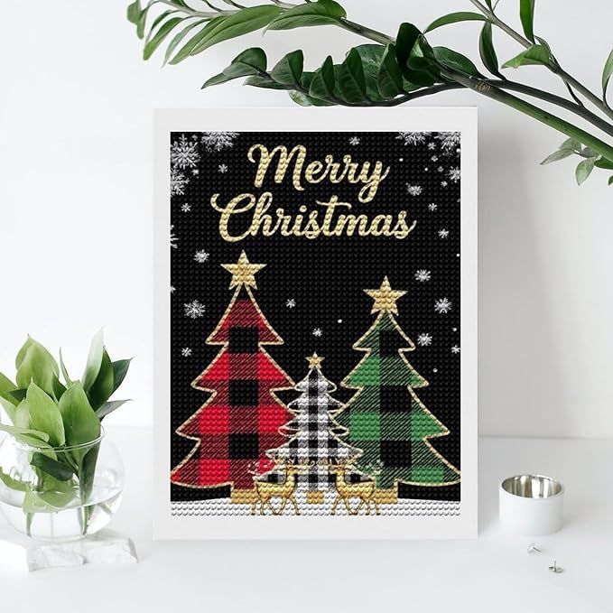 AIVKIEJK Diamond Painting Kits for Adults - Merry Christmas Tree Holiday Painting DIY 5D Full Drill Diamond Dots Paintings with Diamonds Gem Art and Crafts Home Decor 12"x16"