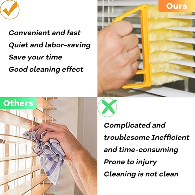AOCEAN 2 Pcs Blind Cleaner Duster Tool, 7-Finger Dusting Cleaner Tool for Window & Air Vent, Washable Handheld Microfiber Duster Brush for Blinds Dust Dirt