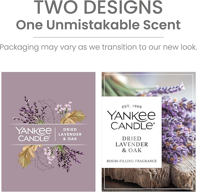 Yankee Candle Medium Pillar Scented Candle with up to 115 Hour Burn Time, Premium Plant Wax Blend for Consistent Burn, 14.25 oz Pillar Candle with Room Filling Fragrance, Dried Lavender & Oak