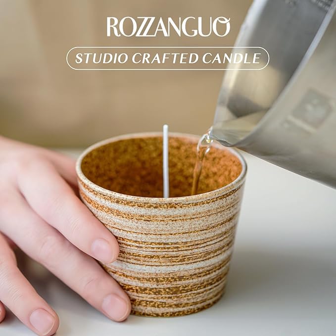 Luxury Textured Ceramic Jar Scented Candle | Non Toxic 100% Natural Coconut & Soy Wax Blend Cotton Wick | 5.2oz | Hand Poured Highly Scented Long - Lasting | Women & Men | (Palo Santo)