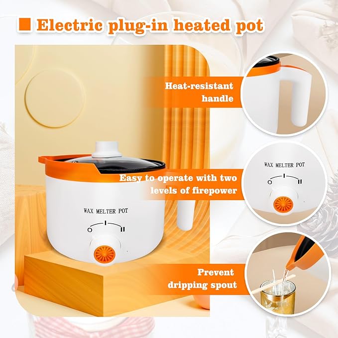 WcoDusak Electric Wax Melting Pot with Thermometer, Wax Melter with Spout for Candle Making - 1.5QT Pour-Through Design for Fast and Even Melting of Soy & Beeswax Wax