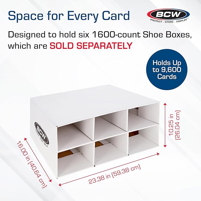 BCW Two Row Shoe Box Card House Storage Box | Stackable Trading Card Storage Box for Sports Cards, MTG, Pokémon & TCG (Shoe Boxes Sold Separately)