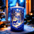KINPLUB Christmas Winter Candle Diamond Painting Kits for Adults Beginners, Candle Forest Deer Diamond Art Kits for Adults, DIY Full Drill Round Gem Art Dots for Home Wall Decor 12x12 Inch