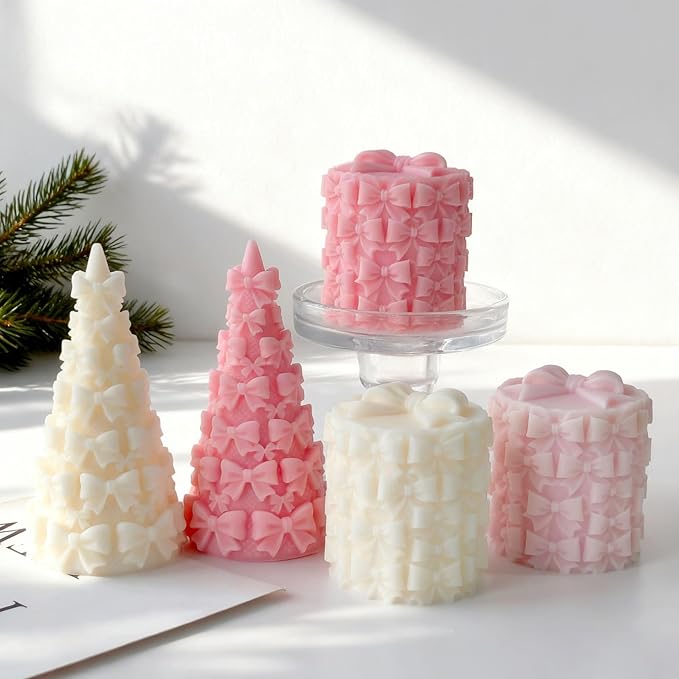 Candle Mold for Candle Making, 3D Column Silicone Mold for Resin Casting DIY Plaster Polymer Clay Home Decoration (Bow Knot)